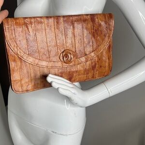 Shoe Strings by Shoe Strings Snakeskin Double Compartment Snap Clutch Bag